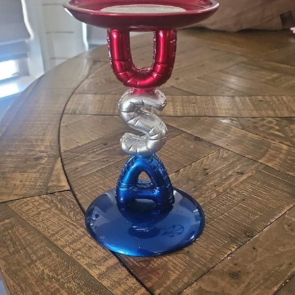 Bath & Body Works Red, Silver, and Blue USA Candle Holder - Picture 1 of 5